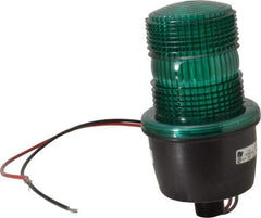 Federal Signal Corp - 12 to 48 VDC, 4X NEMA Rated, Strobe Tube, Green, Low Profile Mini Strobe Light - 65 to 95 Flashes per min, 1/2 Inch Pipe, 3-1/8 Inch Diameter, 5.8 Inch High, IP66 Ingress Rating, Pipe Mount - Exact Tool & Supply