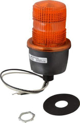 Federal Signal Corp - 120 VAC, 4X NEMA Rated, Strobe Tube, Amber, Low Profile Mini Strobe Light - 65 to 95 Flashes per min, 1/2 Inch Pipe, 3-1/8 Inch Diameter, 5.8 Inch High, IP66 Ingress Rating, Pipe Mount - Exact Tool & Supply