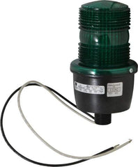 Federal Signal Corp - 120 VAC, 4X NEMA Rated, Strobe Tube, Green, Low Profile Mini Strobe Light - 65 to 95 Flashes per min, 1/2 Inch Pipe, 3-1/8 Inch Diameter, 5.8 Inch High, IP66 Ingress Rating, Pipe Mount - Exact Tool & Supply