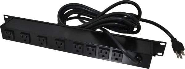 Wiremold - 8 Outlets, 120 Volts, 15 Amps, 15' Cord, Power Outlet Strip - Rack Mount, 5-15 NEMA Configuration, 19" Strip, CSA Certified, UL Recognized - Exact Tool & Supply