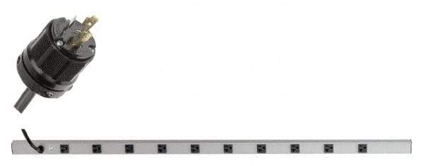 Wiremold - 10 Outlets, 120 Volts, 20 Amps, 6' Cord, Power Outlet Strip - Rack Mount, L5-20P NEMA Configuration, 48" Strip, cULus, UL Listed File 1449 - Exact Tool & Supply