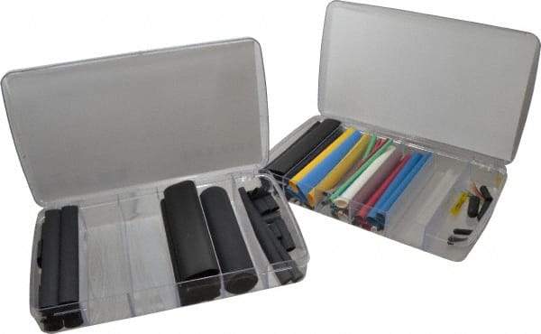 Alpha Wire - 147 Piece, Heat Shrink Electrical Tubing Kit - FEP, Nylon, Polyolefin, PTFE, PVC, PVDF, SR-XLPO and XLPO - Exact Tool & Supply