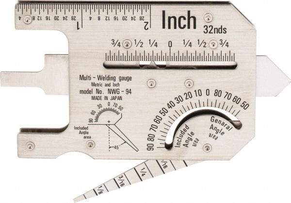 Value Collection - 1/32 to 2 Inch Stainless Steel Multi Welding Gage - Checks Bead Build Up During Welding for Groove, Fillet, Throat and Root - Exact Tool & Supply