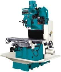 Clausing - 15" Table Width x 60" Table Length, Variable Speed Pulley Control, 3 Phase Knee Milling Machine - NT40 Spindle Taper, 5 hp - Exact Tool & Supply