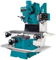 Clausing - 15" Table Width x 60" Table Length, Electronic Variable Speed Control, 3 Phase Knee Milling Machine - NT40 Spindle Taper, 5 hp - Exact Tool & Supply