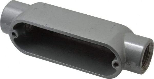 Thomas & Betts - C Body, 1/2" Trade, IMC, Rigid Aluminum Conduit Body - Oval, 4-3/8" OAL, 4.3 cc Capacity, Gray - Exact Tool & Supply