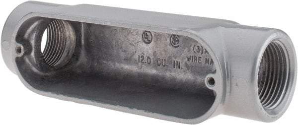 Thomas & Betts - C Body, 1" Trade, IMC, Rigid Aluminum Conduit Body - Oval, 5-15/16" OAL, 11.8 cc Capacity, Gray - Exact Tool & Supply