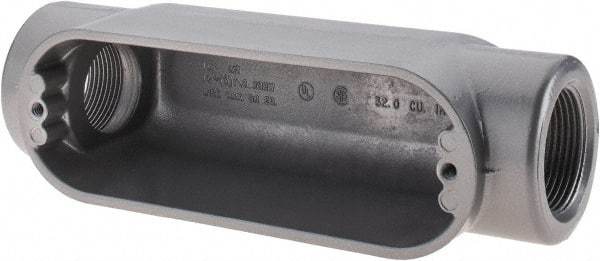 Thomas & Betts - C Body, 1-1/4" Trade, IMC, Rigid Aluminum Conduit Body - Oval, 7-7/8" OAL, 32 cc Capacity, Gray - Exact Tool & Supply