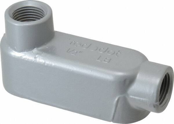 Thomas & Betts - LB Body, 1/2" Trade, IMC, Rigid Aluminum Conduit Body - Oval, 4-9/32" OAL, 4.3 cc Capacity, Gray - Exact Tool & Supply
