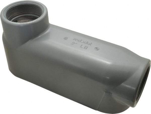Thomas & Betts - LB Body, 2" Trade, IMC, Rigid Aluminum Conduit Body - Oval, 9-13/16" OAL, 69-1/2 cc Capacity, Gray - Exact Tool & Supply