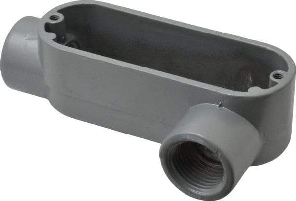 Thomas & Betts - LL Body, 1/2" Trade, IMC, Rigid Aluminum Conduit Body - Oval, 3-1/2" OAL, 4.3 cc Capacity, Gray - Exact Tool & Supply