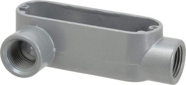 Thomas & Betts - LR Body, 1/2" Trade, IMC, Rigid Aluminum Conduit Body - Oval, 3-1/2" OAL, 4.3 cc Capacity, Gray - Exact Tool & Supply