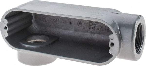 Thomas & Betts - LR Body, 1-1/4" Trade, IMC, Rigid Aluminum Conduit Body - Oval, 6-1/2" OAL, 32 cc Capacity, Gray - Exact Tool & Supply