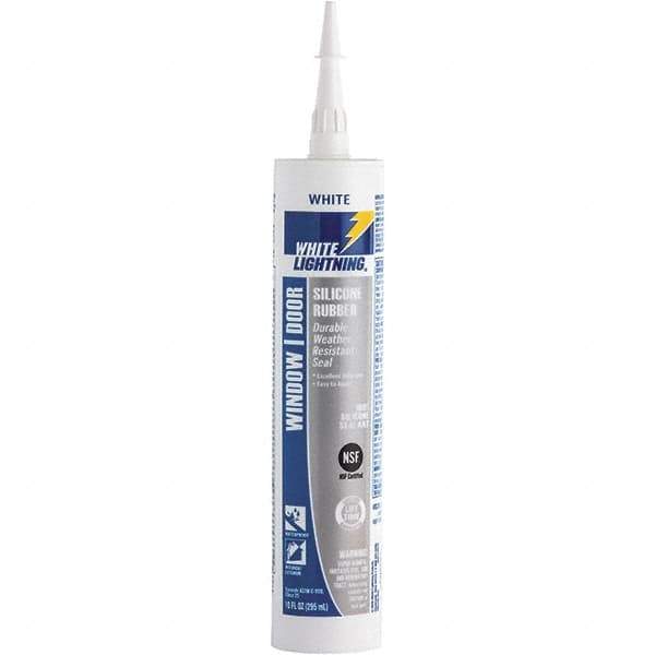White Lightning - 10 oz Cartridge White RTV Silicone Joint Sealant - -80 to 450°F Operating Temp, 30 min Tack Free Dry Time, 24 hr Full Cure Time - Exact Tool & Supply