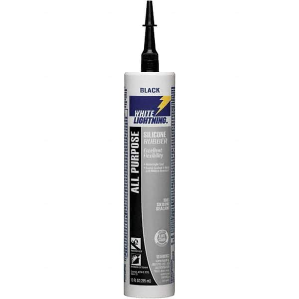 White Lightning - 10 oz Cartridge Black RTV Silicone Joint Sealant - -80 to 400°F Operating Temp, 30 min Tack Free Dry Time, 24 hr Full Cure Time - Exact Tool & Supply
