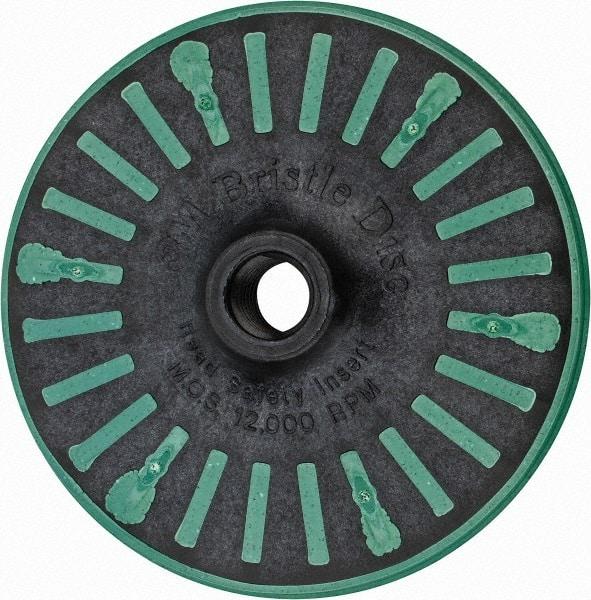 3M - 4-1/2" 50 Grit Ceramic Straight Disc Brush - Coarse Grade, Threaded Hole Connector, 3/4" Trim Length, 5/8-11 Threaded Arbor Hole - Exact Tool & Supply