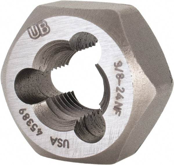 Union Butterfield - 3/8-24 UNF Thread, 25/32" Hex, Right Hand Thread, Hex Rethreading Die - Chromium Steel, 3/8" Thick, Series 2025 - Exact Tool & Supply