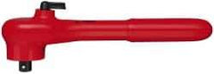 Knipex - 3/8" Drive Square Head Ratchet - Insulated Finish, 7-1/2" OAL, 24 Gear Teeth, Reversible Head - Exact Tool & Supply