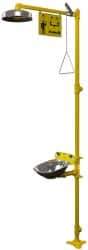 Bradley - Drench shower & Eyewash Station - Bowl, Push Plate Activated, Galvanized Steel Pipe, Plastic Shower Head - Exact Tool & Supply