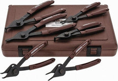 Paramount - 6 Piece, 3/8 to 1-3/4" Bore, 1/8 to 1-7/16" Shaft, Internal/External Retaining Ring Pliers Set - 0.038 to 0.07" Tip Diam Range - Exact Tool & Supply