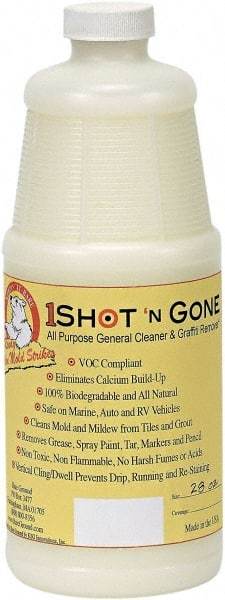 Bare Ground Solutions - 28oz of 1 Shot Graffiti Remover & Cleaner - 1 Shot Graffiti Remover is a 100% biodegradable and all-natural cleaner removes grease, spray paint, tar, markers and pencil from hard surfaces. - Exact Tool & Supply