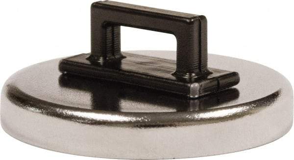 Mag-Mate - 14 Lb Max Pull Force, 3/16" Overall Height, 1.24" Diam, Ceramic Cup Magnet - Clamp Style, 3/8" Clamp Opening, Chrome Plated - Exact Tool & Supply