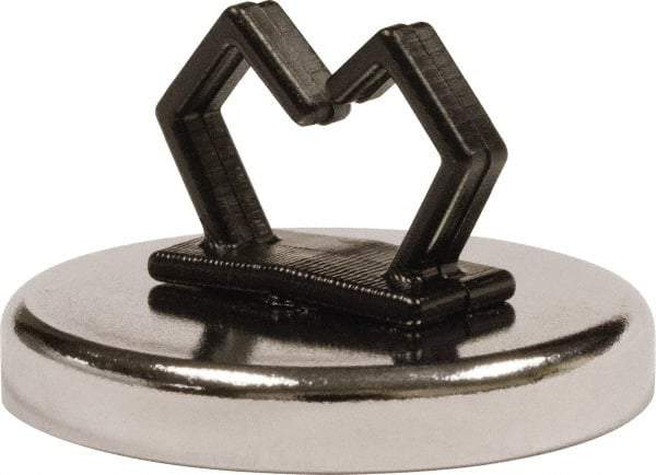 Mag-Mate - 14 Lb Max Pull Force, 3/16" Overall Height, 1.24" Diam, Ceramic Cup Magnet - Loop Style, 1" Clamp Opening, Chrome Plated - Exact Tool & Supply