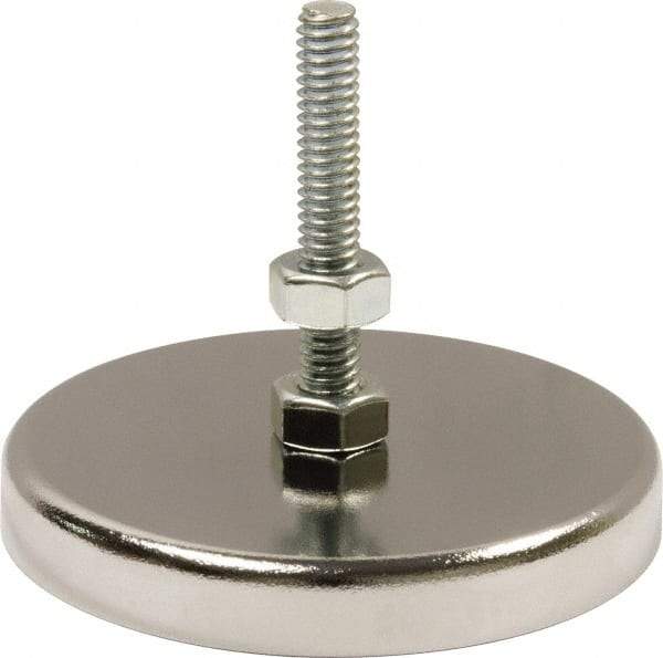 Mag-Mate - 90 Lb Max Pull Force, 3/8" Overall Height, 2.88" Diam, Ceramic Cup Magnet - Bolt & Nut Style, Chrome Plated - Exact Tool & Supply