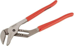 Proto - 12" OAL, 2-11/16" Max Capacity, 1-3/4" Jaw Length x 33/64" Jaw Width, 7 Position Gooseneck Tongue & Groove Pliers - Serrated Straight Jaws, Standard Head, Vinyl Handles - Exact Tool & Supply