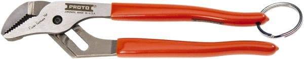 Proto - 16" OAL, 3-3/32" Jaw Width, 11 Position Tethered Tongue & Groove Pliers - V-Jaws, Vinyl Handles - Exact Tool & Supply