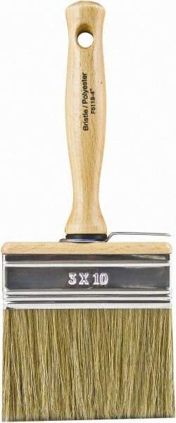 Wooster Brush - 4-3/4" Flat Hog Wall Brush - 2-3/4" Bristle Length, 5.44" Wood Threaded Wood Handle - Exact Tool & Supply