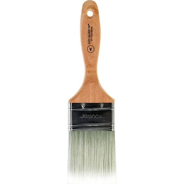 Wooster Brush - 2-1/2" Flat Synthetic Varnish Brush - 2-15/16" Bristle Length, 5.81" Wood Beavertail Handle - Exact Tool & Supply