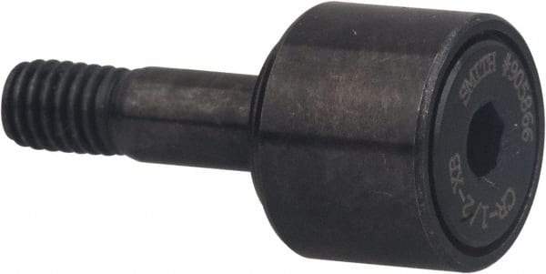Accurate Bushing - 1" Roller Diam x 5/8" Width, 7/16" Stud Diam x 1" Length, Sealed Self Lubricating Stud Cam Follower with Nonmetallic Bushing and Hex - Carbon Steel, 1/2" Thread Length, 7/16-20 Thread, 1-5/8" OAL - Exact Tool & Supply