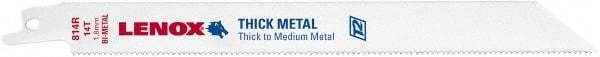Lenox - 8" Long x 3/4" Thick, Bi-Metal Reciprocating Saw Blade - Straight Profile, 14 TPI, Toothed Edge - Exact Tool & Supply