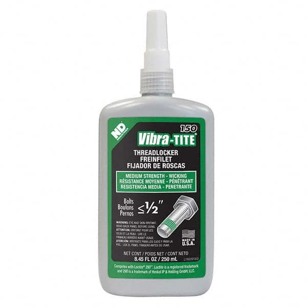 Vibra-Tite - 250 mL Bottle, Green, Medium Strength - Wicking Grade Threadlocker - Exact Tool & Supply