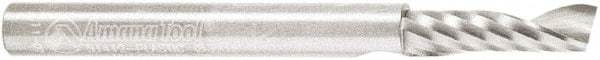 Amana Tool - 3/16" Cutting Diam x 5/8" Length of Cut, 1 Flute, Upcut Spiral Router Bit - Uncoated, Right Hand Cut, Solid Carbide, 2" OAL x 3/16" Shank Diam, 30° Helix Angle - Exact Tool & Supply