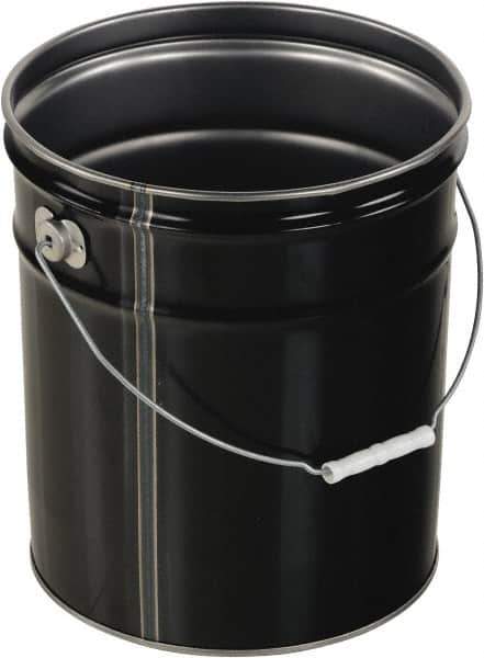 Vestil - 5 Gal Black Steel Pail - 13-3/8" High - Exact Tool & Supply