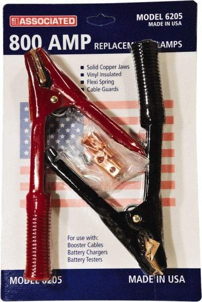 Associated Equipment - 800 Amp Booster Cable Clamp - 1 Black & 1 Red - Exact Tool & Supply