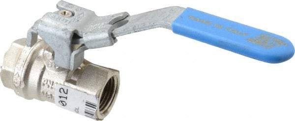 Value Collection - 3/8" Pipe, Full Port, Brass UL Listed Ball Valve - 1 Piece, Inline - One Way Flow, FNPT x FNPT Ends, Locking Lever Handle, 600 WOG - Exact Tool & Supply