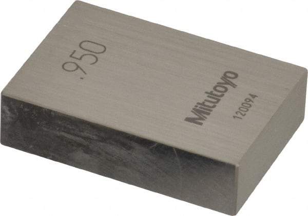 Mitutoyo - 0.95" Rectangular Steel Gage Block - Accuracy Grade 0, Includes Certificate of Inspection - Exact Tool & Supply