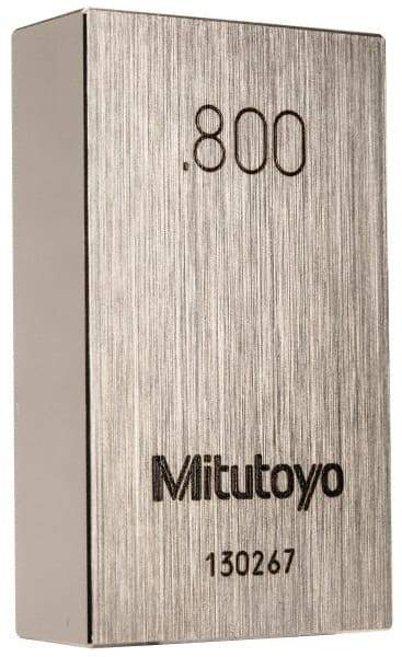 Mitutoyo - 0.8" Rectangular Steel Gage Block - Accuracy Grade 0, Includes Certificate of Inspection - Exact Tool & Supply