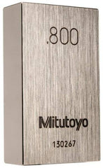 Mitutoyo - 0.8" Rectangular Steel Gage Block - Accuracy Grade 0, Includes Certificate of Inspection - Exact Tool & Supply