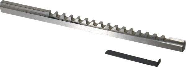 Value Collection - 4mm Keyway Width, Style B-1, Keyway Broach - High Speed Steel, Bright Finish, 1/4" Broach Body Width, 19/64" to 1-11/16" LOC, 6-3/4" OAL - Exact Tool & Supply