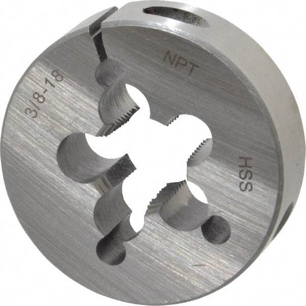 Interstate - 3/8-18 NPT Thread, Round Pipe Die - 2" Outside Diam, High Speed Steel - Exact Tool & Supply