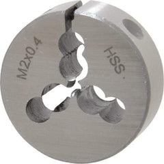 Interstate - M2x0.40 Metric Coarse Thread, 1" Outside Diam High Speed Steel Round Die - Right Hand Thread, Adjustable - Exact Tool & Supply