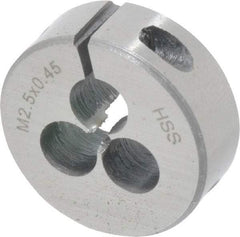 Interstate - M2.5x0.45 Metric Coarse Thread, 1" Outside Diam High Speed Steel Round Die - Right Hand Thread, Adjustable - Exact Tool & Supply