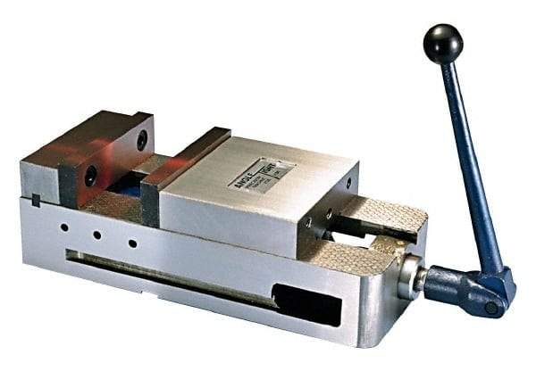 Interstate - 6" Jaw Width, 5-1/2" Jaw Opening Capacity, Horizontal Stationary Machine Vise - Manual Operation, 6,600 Lb Capacity, 1 Station, 17" Long x 4.8" High x 1-3/4" Deep, 1-3/4" Jaw Height, Ductile Iron - Exact Tool & Supply