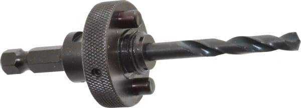 Lenox - 1-1/4 to 6" Tool Diam Compatibility, Straight Shank, Carbon Steel Integral Pilot Drill, Hole Cutting Tool Arbor - 25/64" Min Chuck, Hex Shank Cross Section, Quick-Change Attachment, For Hole Saws 6L - Exact Tool & Supply