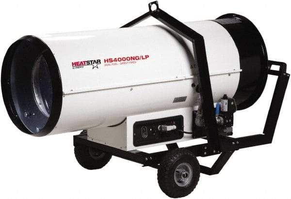 Heatstar - 400,000 BTU, Natural Gas/Propane Dual Fuel Direct Fired Heater - 2 to 100 Lb Tanks Min Fuel Capacity, 56" Long x 24" Wide x 33" High - Exact Tool & Supply