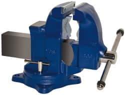 Gibraltar - 5" Jaw Width x 7-1/2" Jaw Opening Capacity, 6" Throat Depth, Bench & Pipe Combination Vise - 1/8 to 4-1/2" Pipe Capacity, Swivel Base, Bolt Down Attachment, Ductile Iron - Exact Tool & Supply
